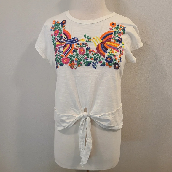 We the Free Otomi Mexican Embroidered Tie Front Top -RARE - Picture 1 of 6
